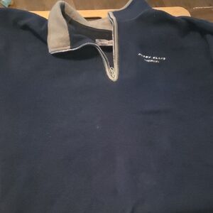 Perry Ellis Men's Zip Up Sweater - Navy and Gray